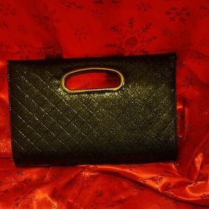 Black shiny clutch with silver details